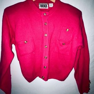 FORENZA Vintage Fuschia Pink Lambswool Cardigan Sweater - S
